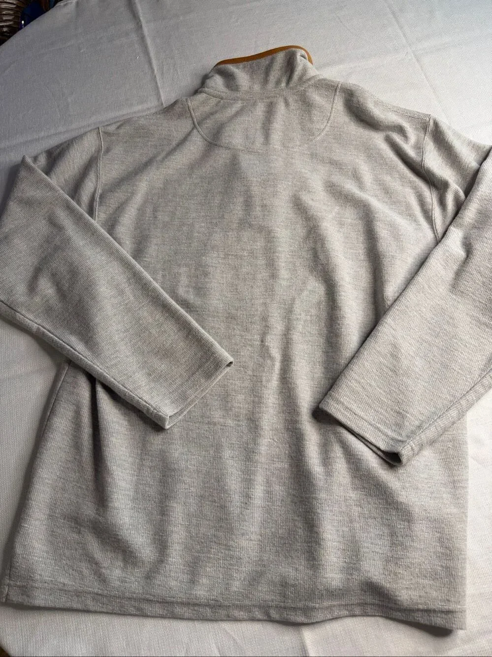 Orvis Grey Quarter Zip Pullover Leather Elbow Patch Sweater Size Large